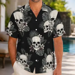 Floral Skull Tropical Vacation Style for Alternative Beach Holiday and Festival Days Hawaiian Shirt
