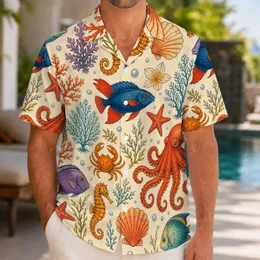 Colorful Marine Life Escape for Beach Vacations, Coastal Getaways, and Island Travel Hawaiian Shirt