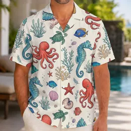 Colorful Ocean Creatures for Beach Vacations and Island Getaways, Women’s Summer Style Hawaiian Shirt