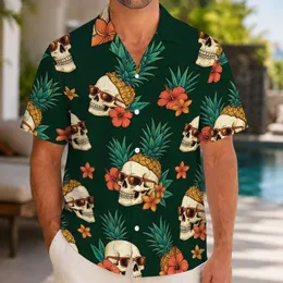 Pineapple Skull Tropical Aloha Style for Beach Vacations, Luau Parties, and Summer Getaways Hawaiian Shirt