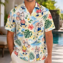 Cheerful Cartoon Mouse and Tropical Colors for Family Summer Getaways and Vacations Hawaiian Shirt