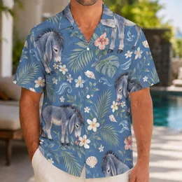 Blue Donkey and Tropical Florals for Relaxed Summer Getaways, Beach Days, and Vacations Hawaiian Shirt