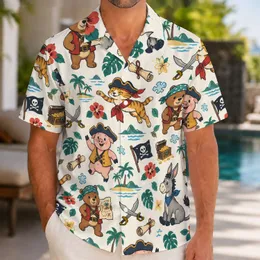 Playful Cartoon Pirate Crew for Beach Vacations and Family Cruise Adventures Together Hawaiian Shirt