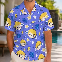 Cute Electric Sheep With Sunny Stardust For Summer Beach Days And Cozy Vacation Getaways Hawaiian Shirt