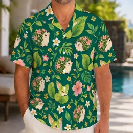 Leaf-Tailed Forest Foxes and Flower Hedgehogs for Whimsical Summer Island Escapes Hawaiian Shirt