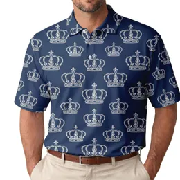 Ornate Crown Motifs for Golf Club Style, Casual Royal Flair, Men, Dads, and Fans Men's Polo Shirt