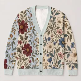Vintage Floral Bouquet Botanical Vines For Everyday Layering Women's Cottage Style All-over Print Knitted Cardigan