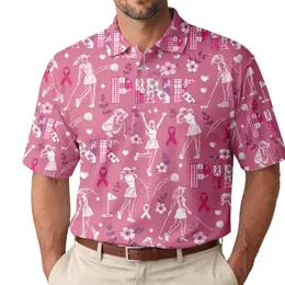 Pink Ribbon Golf Style Cancer Awareness Wear For Breast Cancer Survivors And Supporters Men's Polo Shirt