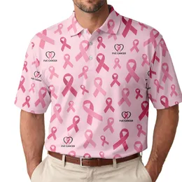 Pink Ribbon Cancer Awareness Golf Day Gift for Survivors, Supporters, and Teams Men's Polo Shirt