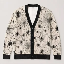 Black Spider Webs And Spiders For Halloween Layering, Women Who Love Gothic Style All-over Print Knitted Cardigan