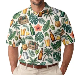 Tropical Beer Golf Celebration For Dad, Summer Fairway Fun And Happy Hour Style Gifts Men's Polo Shirt