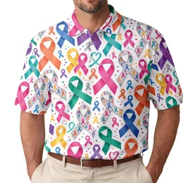 Colorful Cancer Awareness Ribbons for Golf Days, Charity Events, Supporter Gatherings Men's Polo Shirt