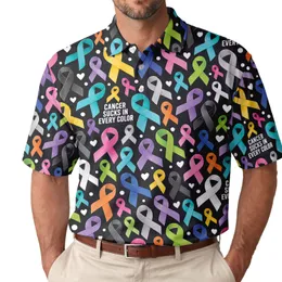 Multicolor Cancer Awareness Ribbons For Golf Days, Survivor Support And Charity Events Men's Polo Shirt