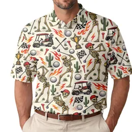 Skeleton Golf Icons for Funny Weekend Rounds and Country Club Style for Men and Women Men's Polo Shirt