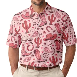Pink Western Cowgirl Rodeo Icons for Country Golf Days and Ranch Weekend Style Men's Polo Shirt
