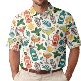Tropical Cocktail Motifs for Summer Parties, Beach Vacations, Margaritas and Mojitos Men's Polo Shirt
