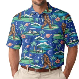 Bigfoot Golf Scene for Tropical Getaways and Weekend Fairways for Men and Women Golfers Men's Polo Shirt