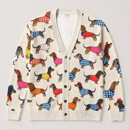 Colorful Dachshund Dogs in Cozy Sweaters for Casual Everyday Layering and Gifts for Dog Lovers All-over Print Knitted Cardigan