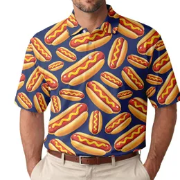 Hot Dog Motif for Summer Cookouts and Golf Days, Funny Food Style for Men and Women Men's Polo Shirt