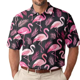 Pink Flamingo Tropical Style for Fun Summer Outfits, Beach Trips and Resort Wear Men's Polo Shirt