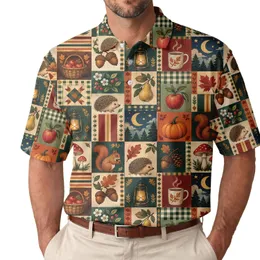 Autumn Woodland Pumpkins, Squirrels And Hedgehogs For Cozy Fall Golf Outings And Travel Men's Polo Shirt