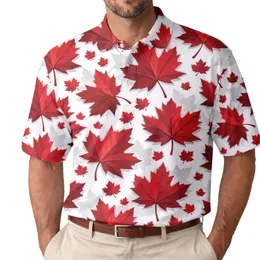 Red Maple Leaves for Canada Day Celebrations and Outdoor Golf Style for Canadians Men's Polo Shirt