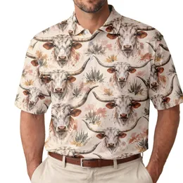 Longhorn Cattle Texas Pride For Golf Days And Western Outdoor Style For Men Men's Polo Shirt
