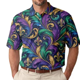 Mardi Gras Feather Fleur De Lis Celebration Style For Carnival Nights And Festivals Men's Polo Shirt