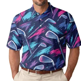 Retro Neon Golf Club Brush Strokes for Weekend Fairways and Team Outings, Men Women Men's Polo Shirt
