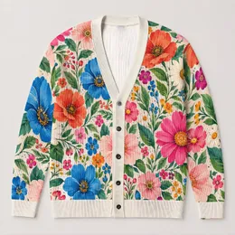 Colorful Wildflower Garden Motifs for Everyday Layering and Casual Weekend Style for Women All-over Print Knitted Cardigan