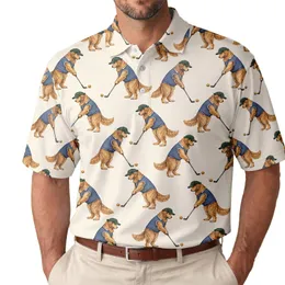 Golden Retriever Golfer Motif for Golf Days, Weekend Rounds, and Dog Lovers Everywhere Men's Polo Shirt