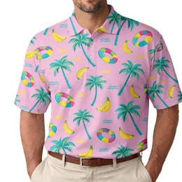 Pink Banana Palm Trees for Sunny Beach Holidays and Tropical Getaways for Women and Men Men's Polo Shirt