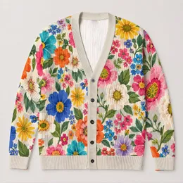 Colorful Wildflower Bloom Arrangement For Everyday Layering And Casual Style Women All-over Print Knitted Cardigan