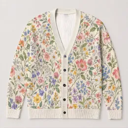 Pastel Wildflower Garden for Spring Layering, Casual Holidays, and Everyday Women All-over Print Knitted Cardigan