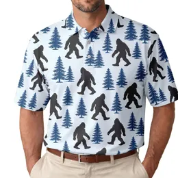 Bigfoot Sasquatch And Pine Trees For Golf Days And Outdoor Adventure Enthusiasts Gift Men's Polo Shirt