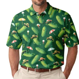 Playful Cucumber Summer Motifs for Beach Days, Holiday Golf and Backyard Parties Men's Polo Shirt