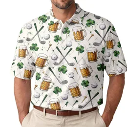 Beer Mug And Golf Club Motifs For Summer Fairways And Backyard Gatherings For Golfers Men's Polo Shirt