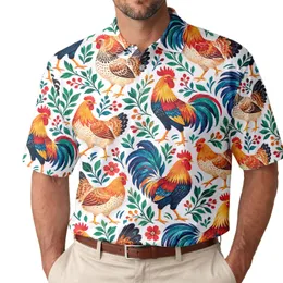 Colorful Rooster Birds for Golf Fairways and Pickleball Weekends, Sporty Style for Him Men's Polo Shirt