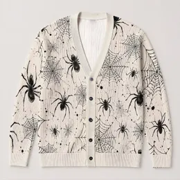 Black Spider Web Motifs for Halloween Layering and Casual Autumn Wardrobes for Women All-over Print Knitted Cardigan