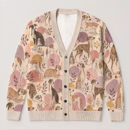 Pastel Dog Portraits For Spring Outings And Vacation Days For Stylish Dog Lovers All-over Print Knitted Cardigan