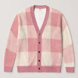 Blush Pink Buffalo Check For Cozy Autumn Layering And Casual Weekend Style For Women All-over Print Knitted Cardigan