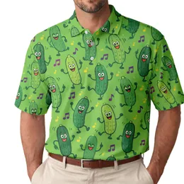Dancing Cucumber Summer Party Motif for Beach Days, Golf Outings, and Holiday Celebrations Men's Polo Shirt