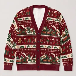 Christmas Village Train and Nutcracker Holiday Cheer for Festive Family Gatherings All-over Print Knitted Cardigan