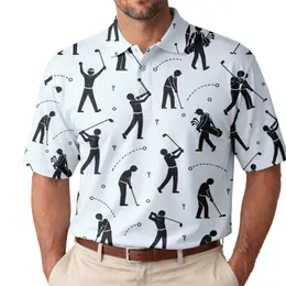 Funny Stick Figure Golfers for Summer Rounds and Relaxed Clubhouse Days Men's Polo Shirt