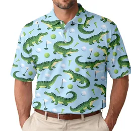 Playful Alligator Golf Motifs for Weekend Fairway Style for All Golf-Loving Friends Men's Polo Shirt