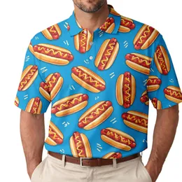 Funny Hot Dog Golf Theme Blue Summer Cookout Gift For Men Women And Food Lovers Fans Men's Polo Shirt
