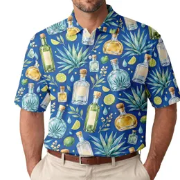Tequila Agave Bottle Celebration Style for Resort Parties and Summer Nights at the Beach Men's Polo Shirt