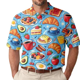 Brunch Food Icons for Weekend Golf and Leisure Dining, A Playful Foodie Gift Idea Men's Polo Shirt