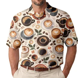 Coffee Cup Motifs for Golf Outings and Café Days, A Cheerful Gift for Coffee Lovers Men's Polo Shirt