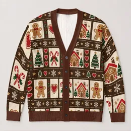 Gingerbread Men and Candy Cane Holiday Cheer for Cozy Christmas Celebrations All-over Print Knitted Cardigan